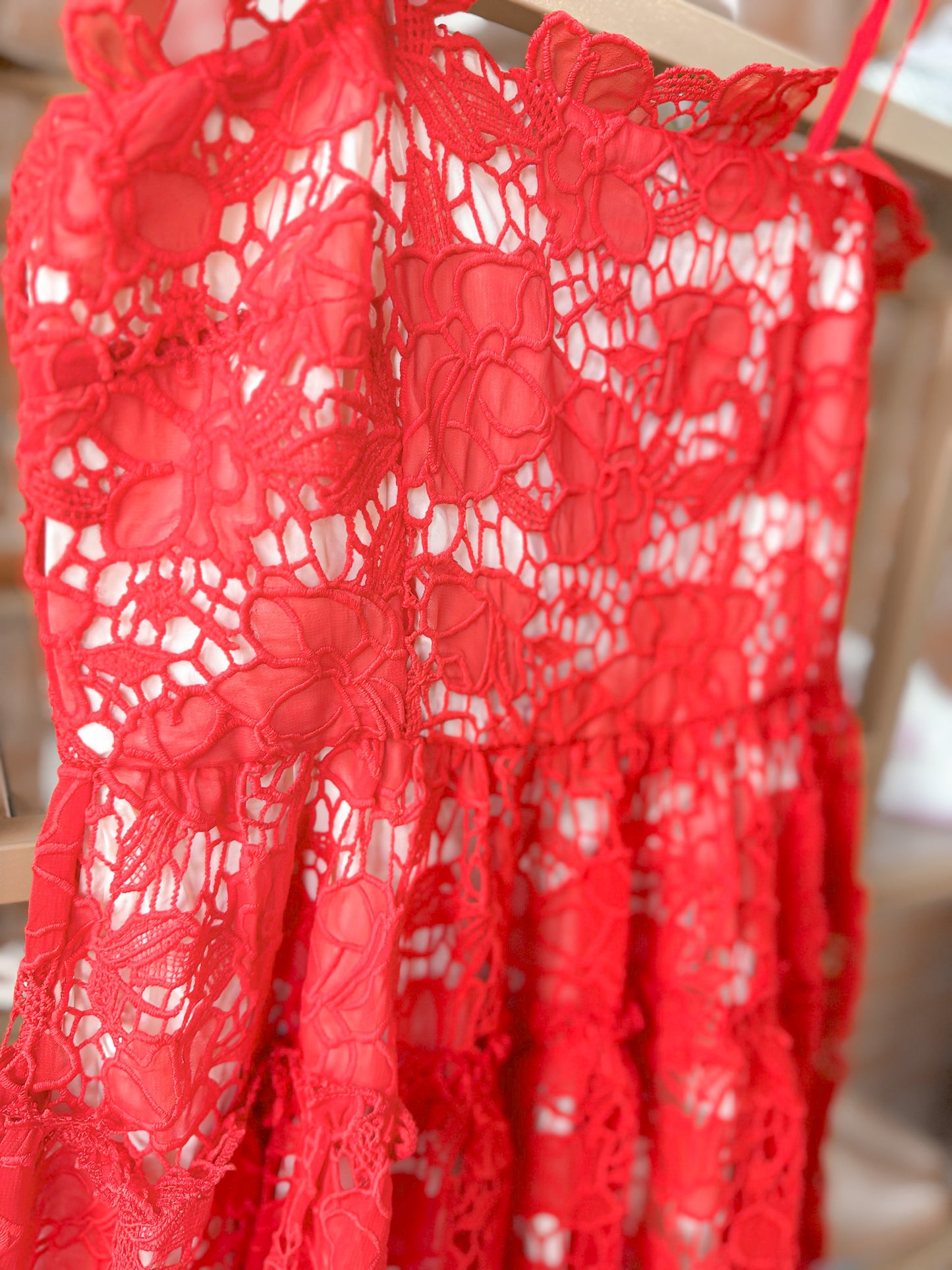 Keep Dreaming Red Lace Dress