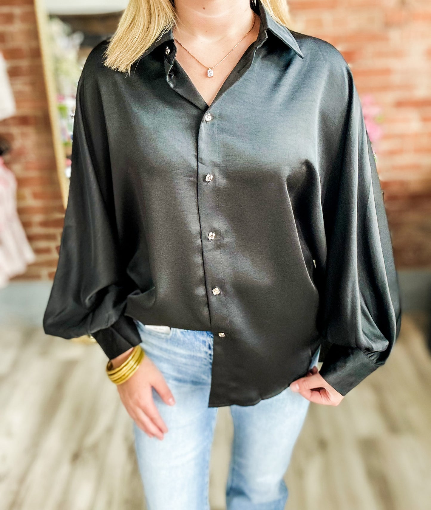 Midnight Buttoned Blouse
