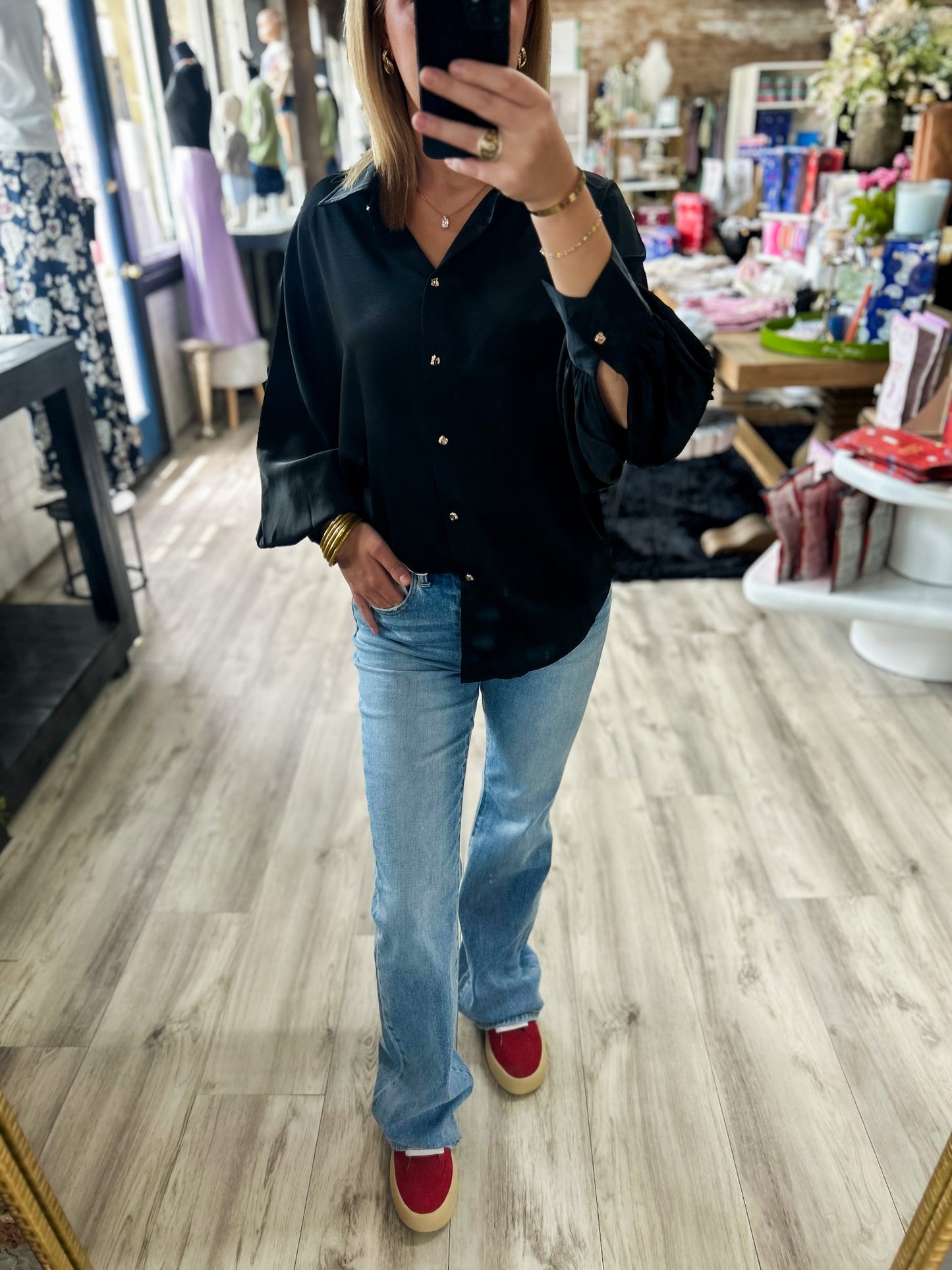 Midnight Buttoned Blouse