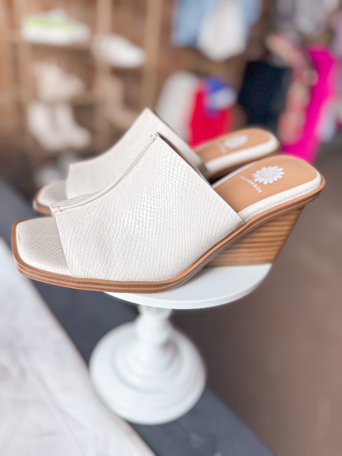 White Velour Wedge