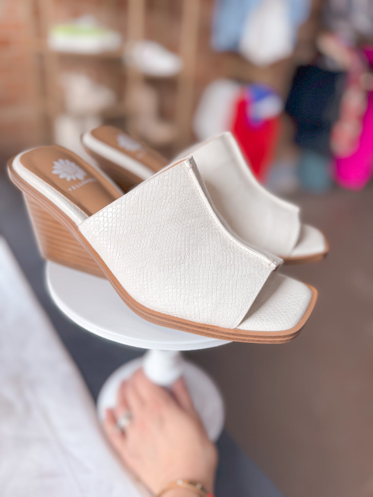 White Velour Wedge