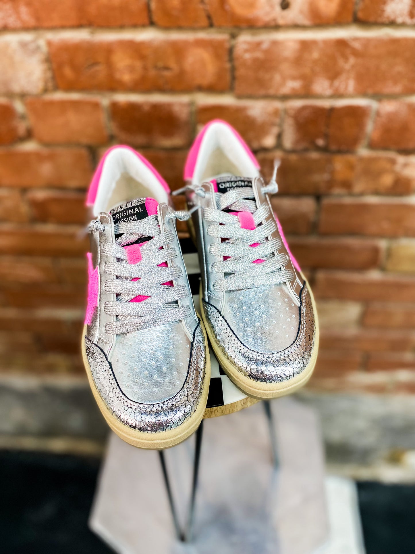 Metallic Washed Pink Sneakers