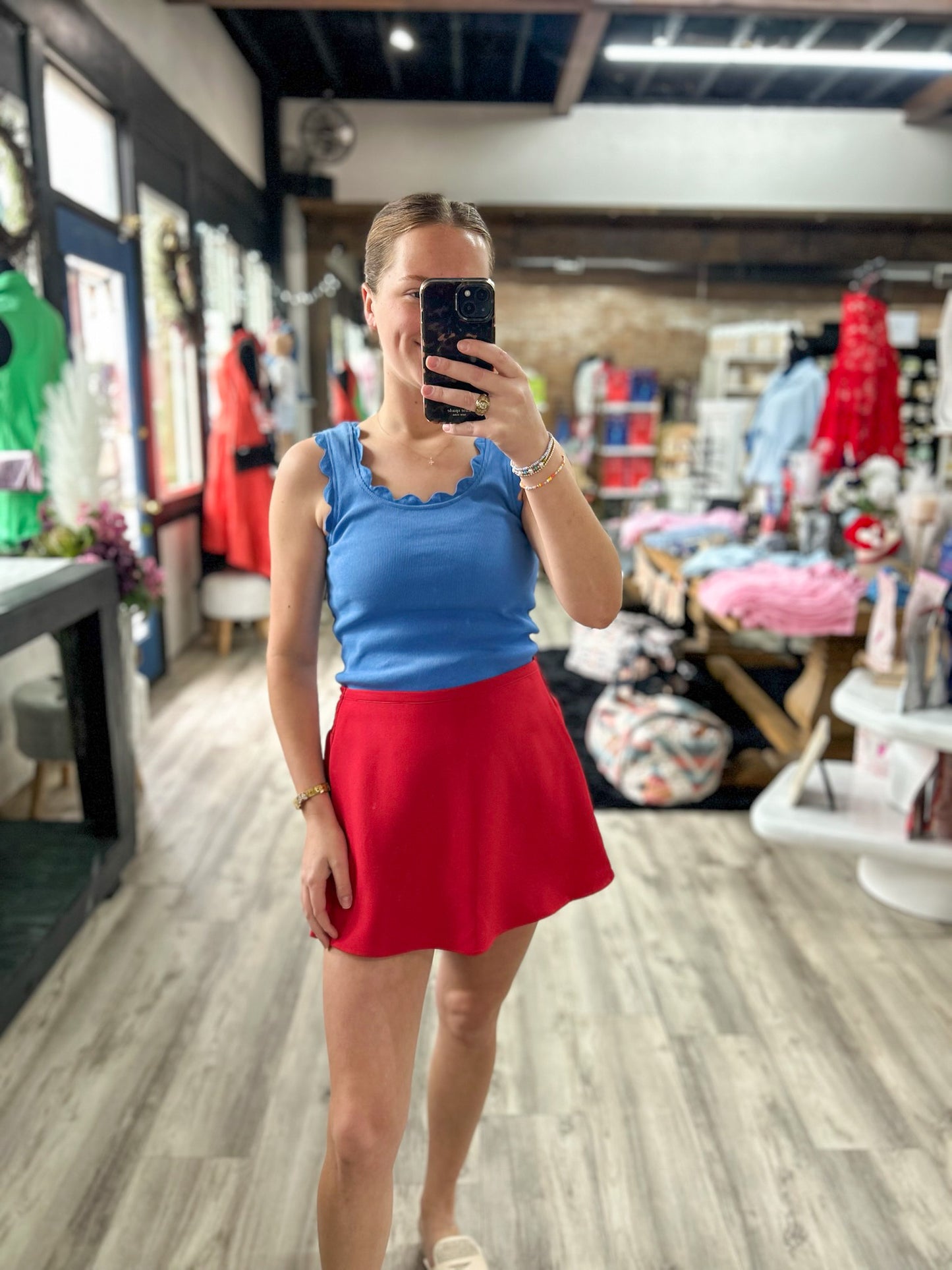 Blue Scalloped Tank