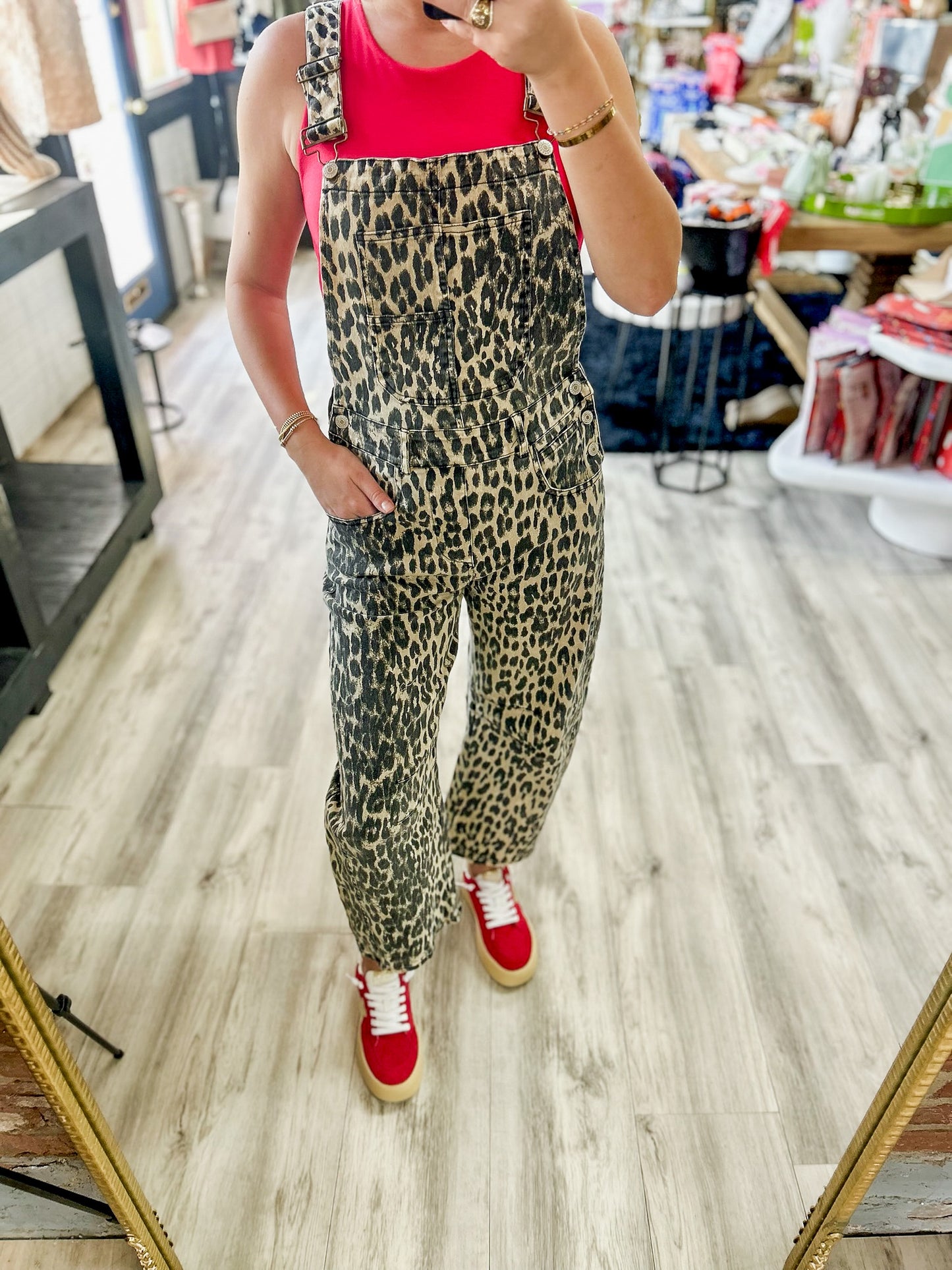 Jump Around Leopard Overalls