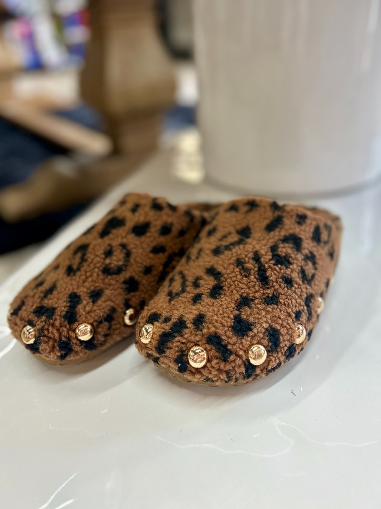 Leopard Studded Slippers