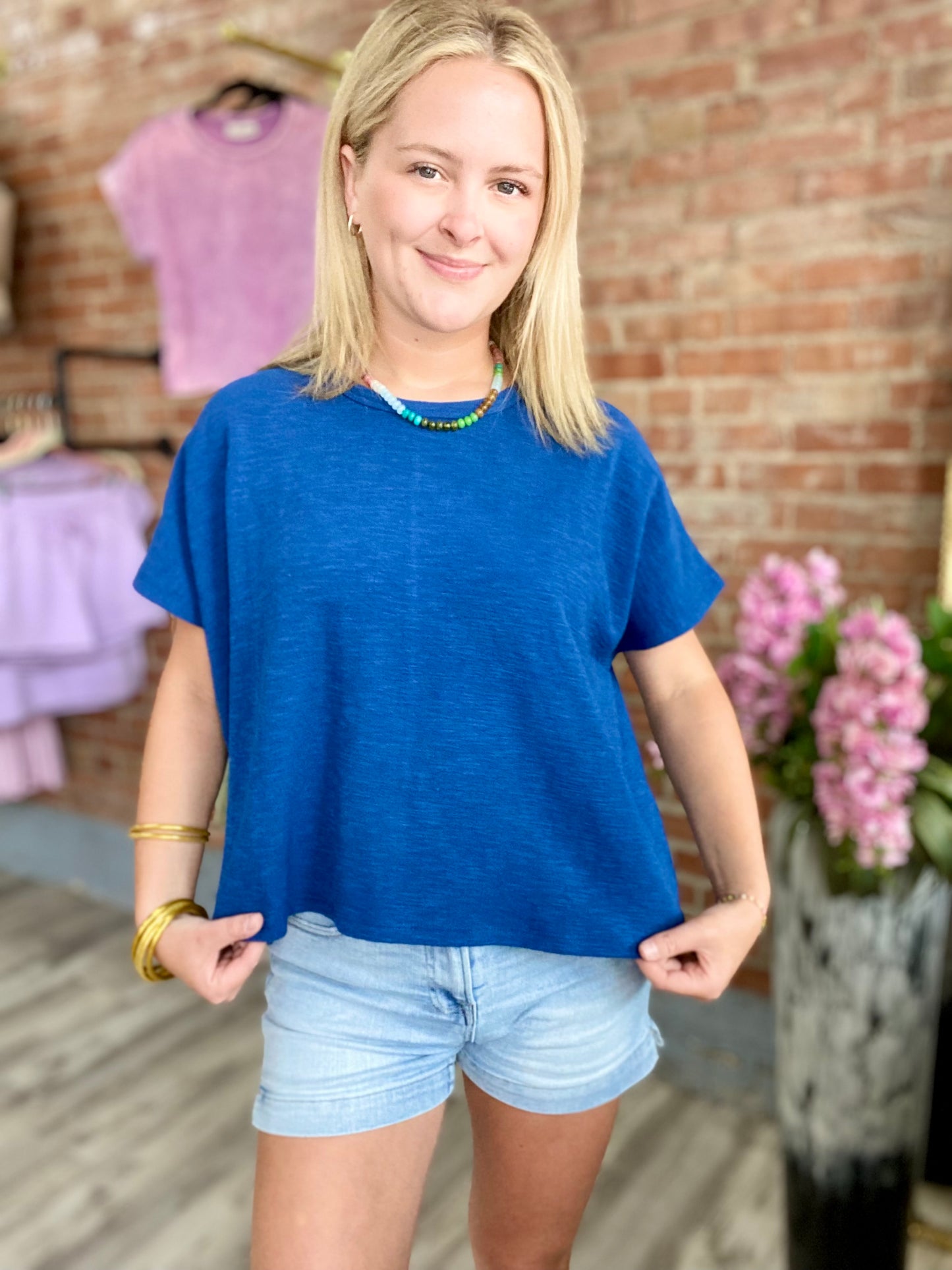 Navy Days Cropped Tee