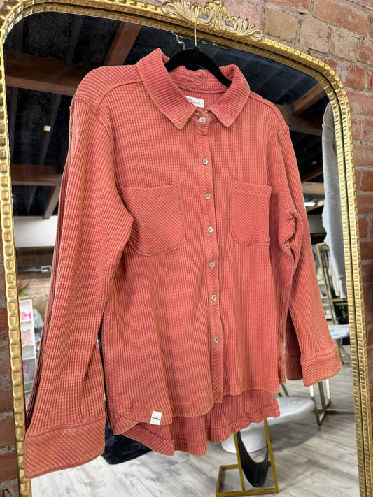 Rust Orange Waffle Knit Top