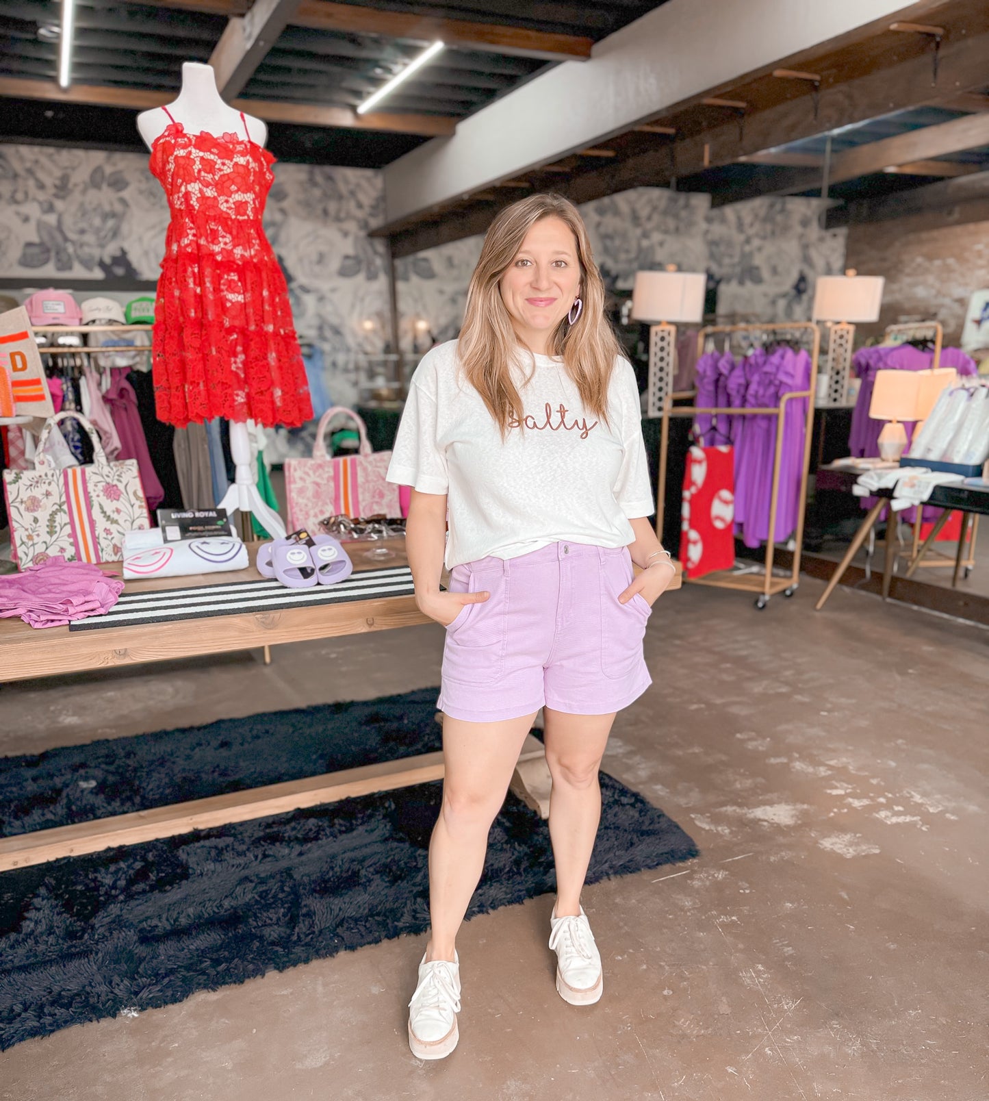 Lavender High Rise Shorts