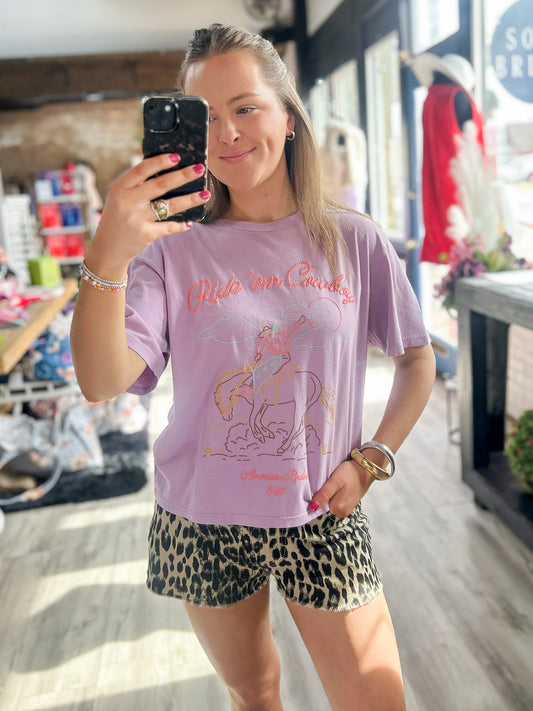 Ride'em Cowboy Purple Tee