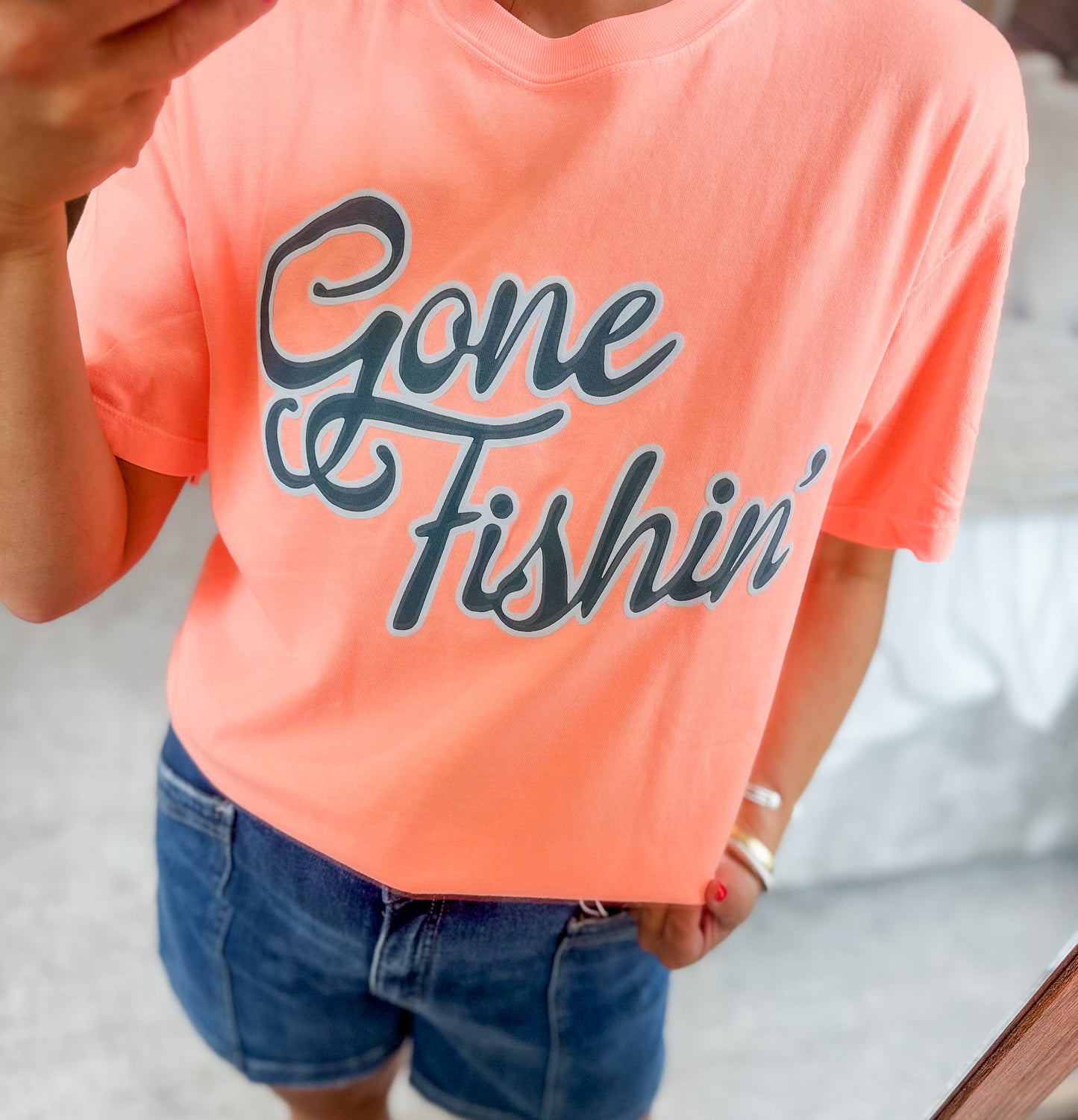 Gone Fishin' Crop Tee