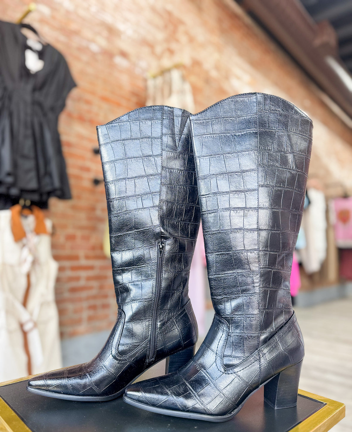 Kirby Black Croc Boots