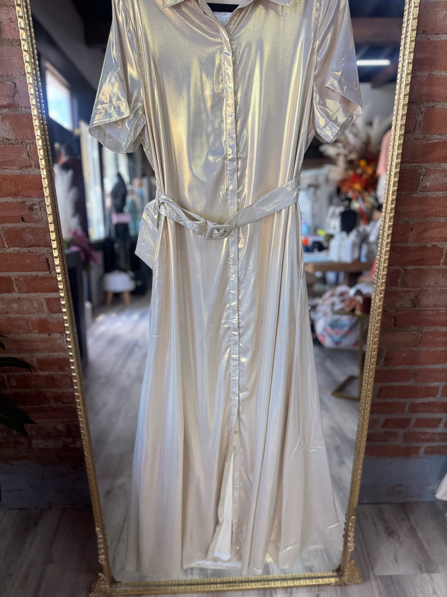 Pearly Collared Maxi Dress