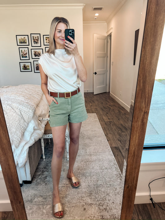 Olive Denim Shorts