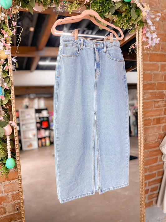 Light Washed Denim Skirt