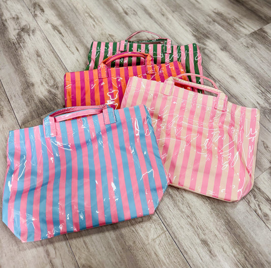 Beach Bum Striped Tote Bags