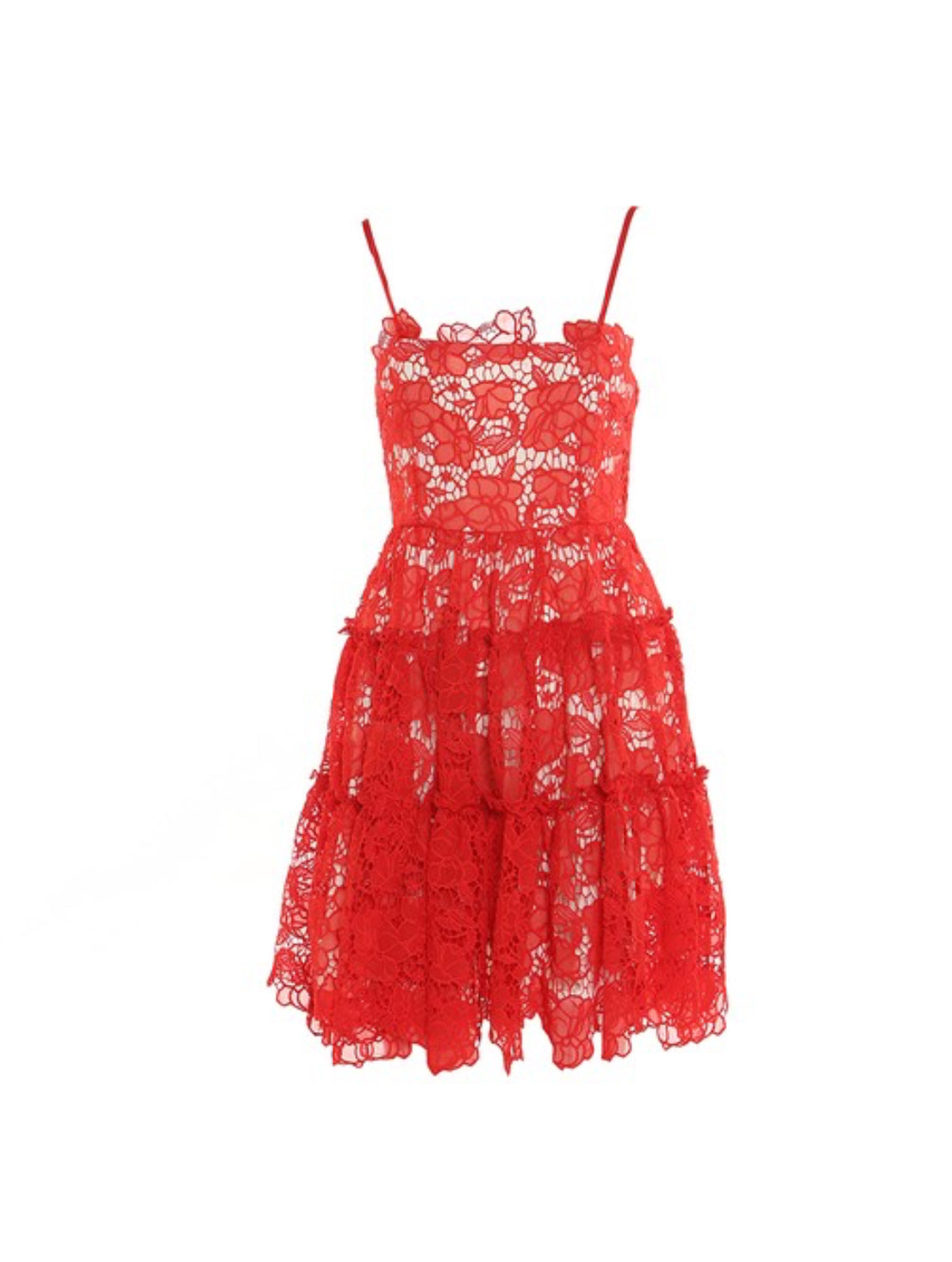 Keep Dreaming Red Lace Dress