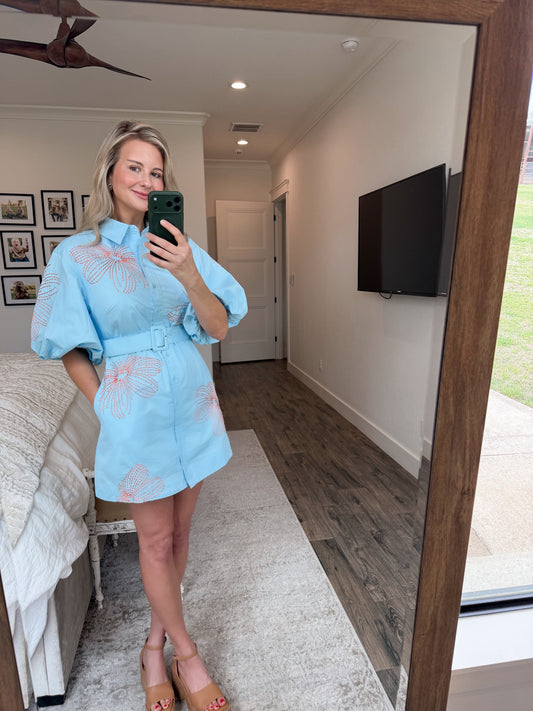 Hibiscus & Blue Dress