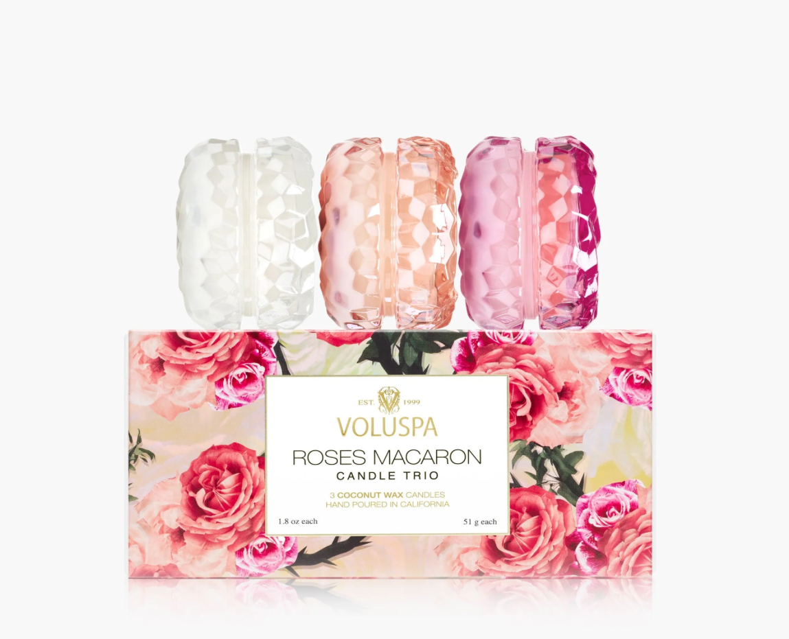 Voluspa Roses Macaron Candle Trio