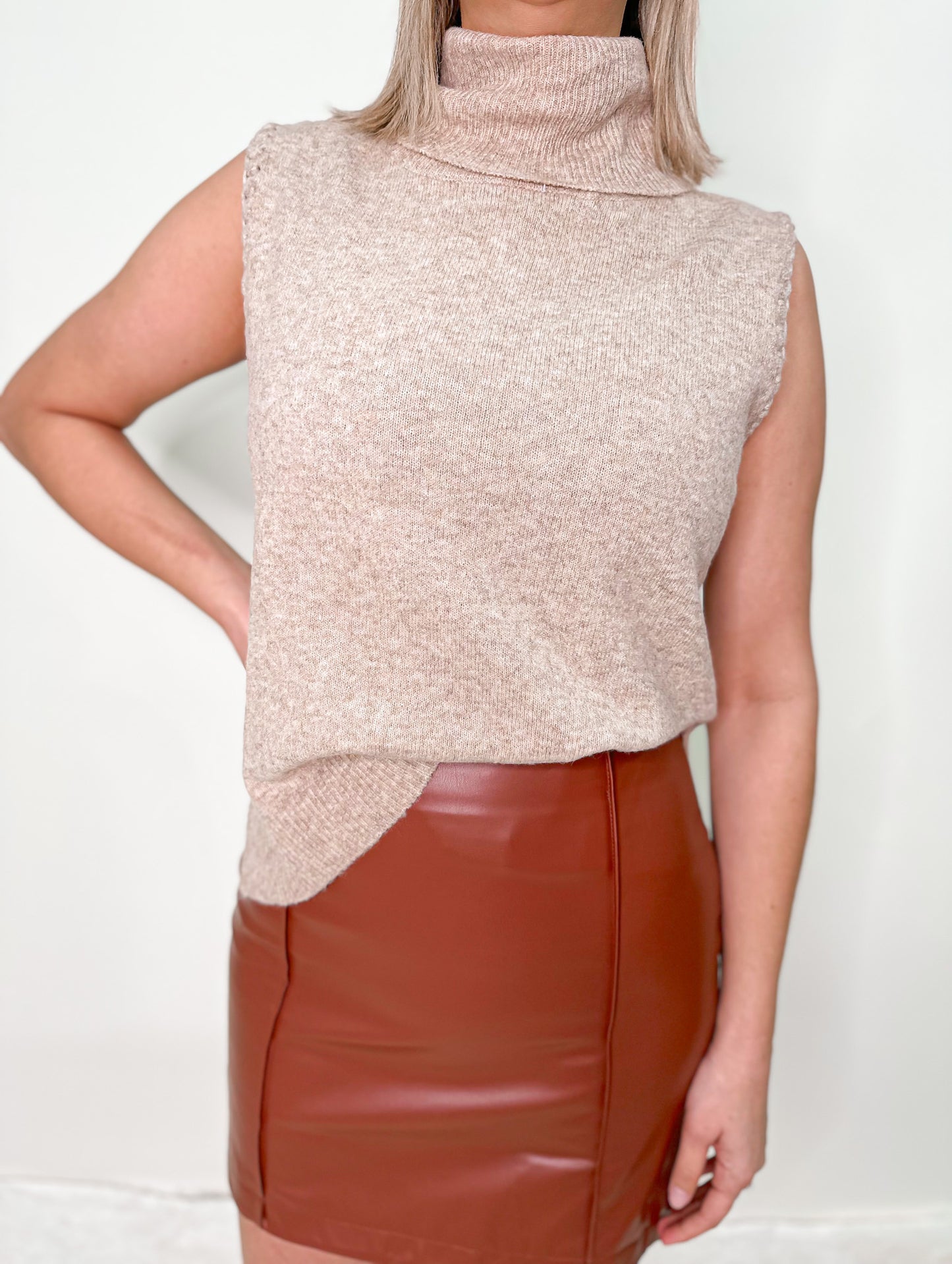 Brown Faux Leather Skirt