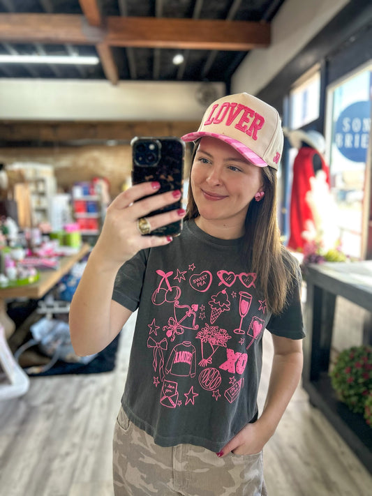 Valentine Collage Crop Tee