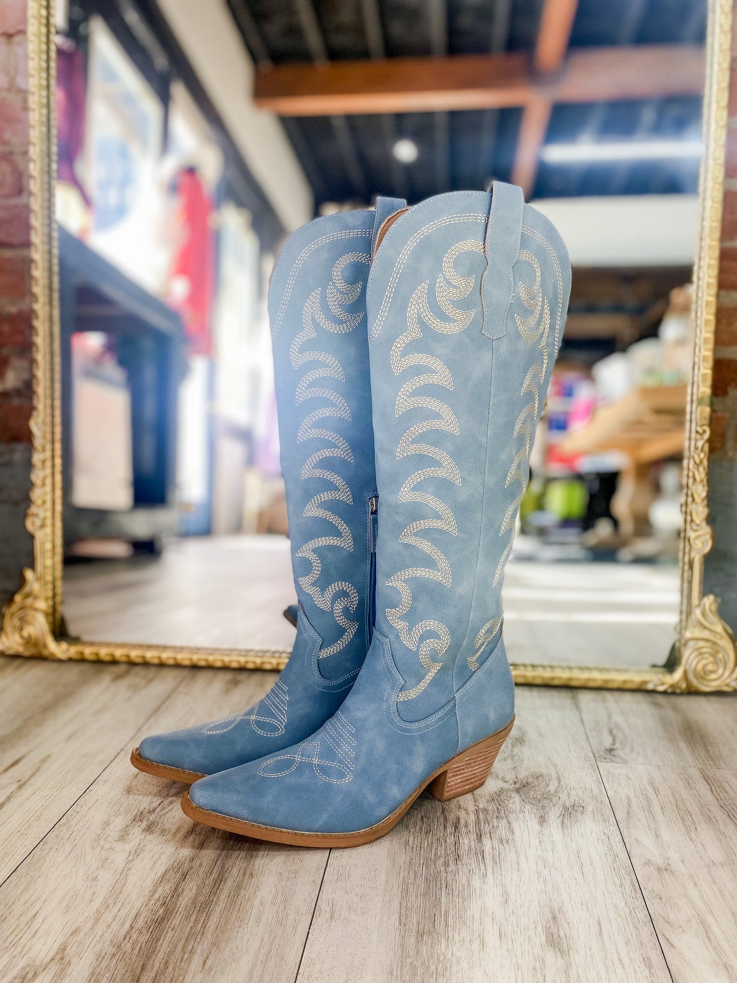 Baby Blue Suede Boot