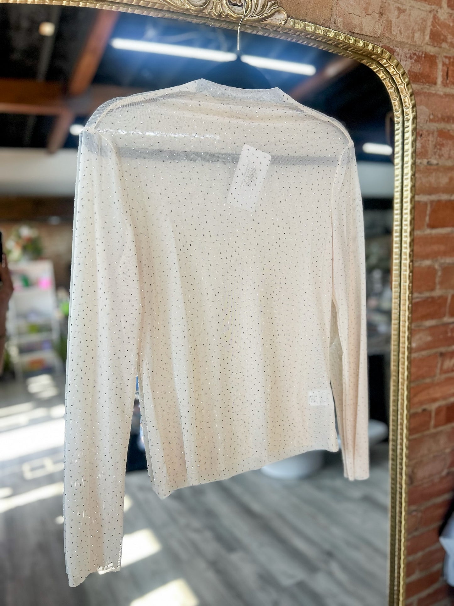 Rhinestone Lace Layering Top