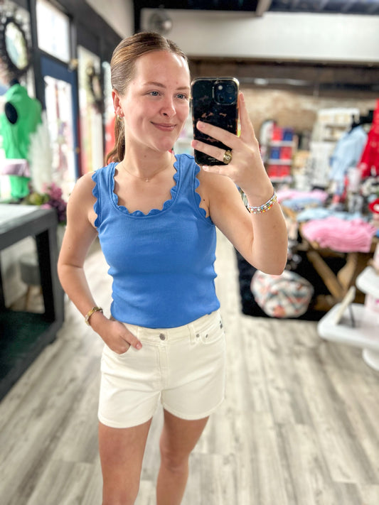 Blue Scalloped Tank