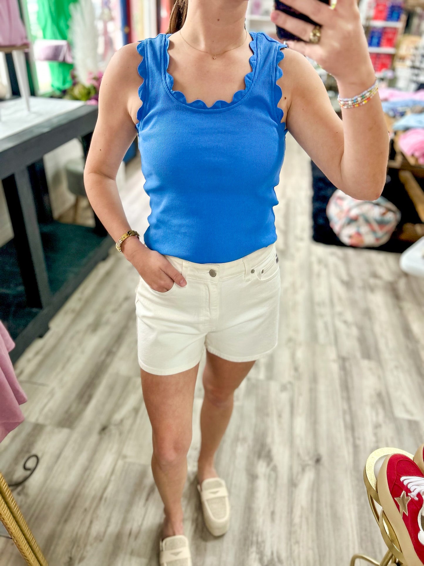 Blue Scalloped Tank