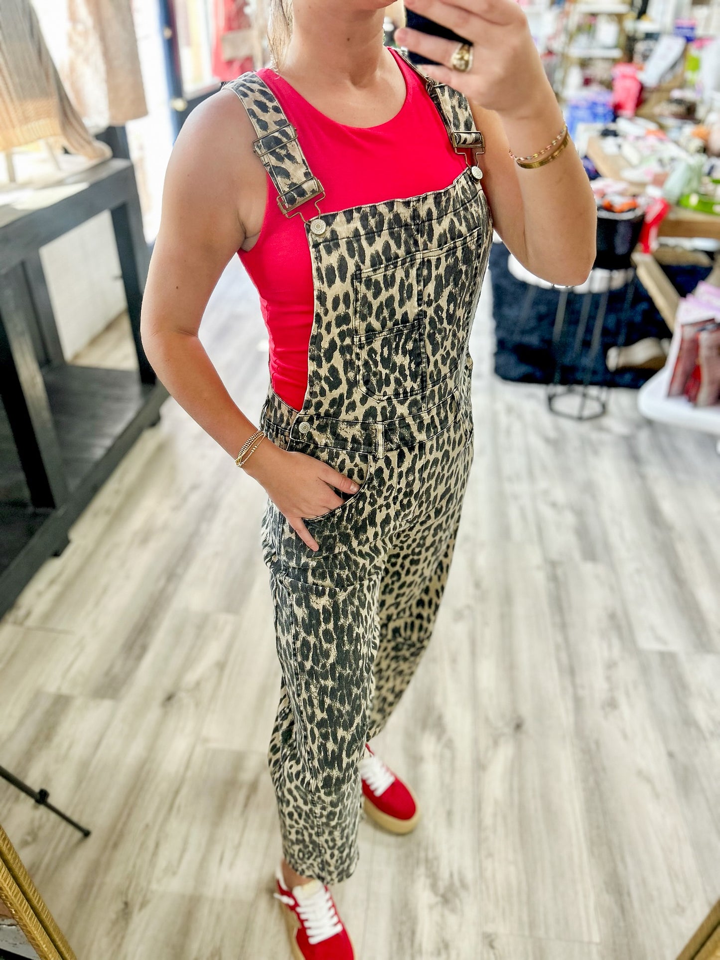 Jump Around Leopard Overalls