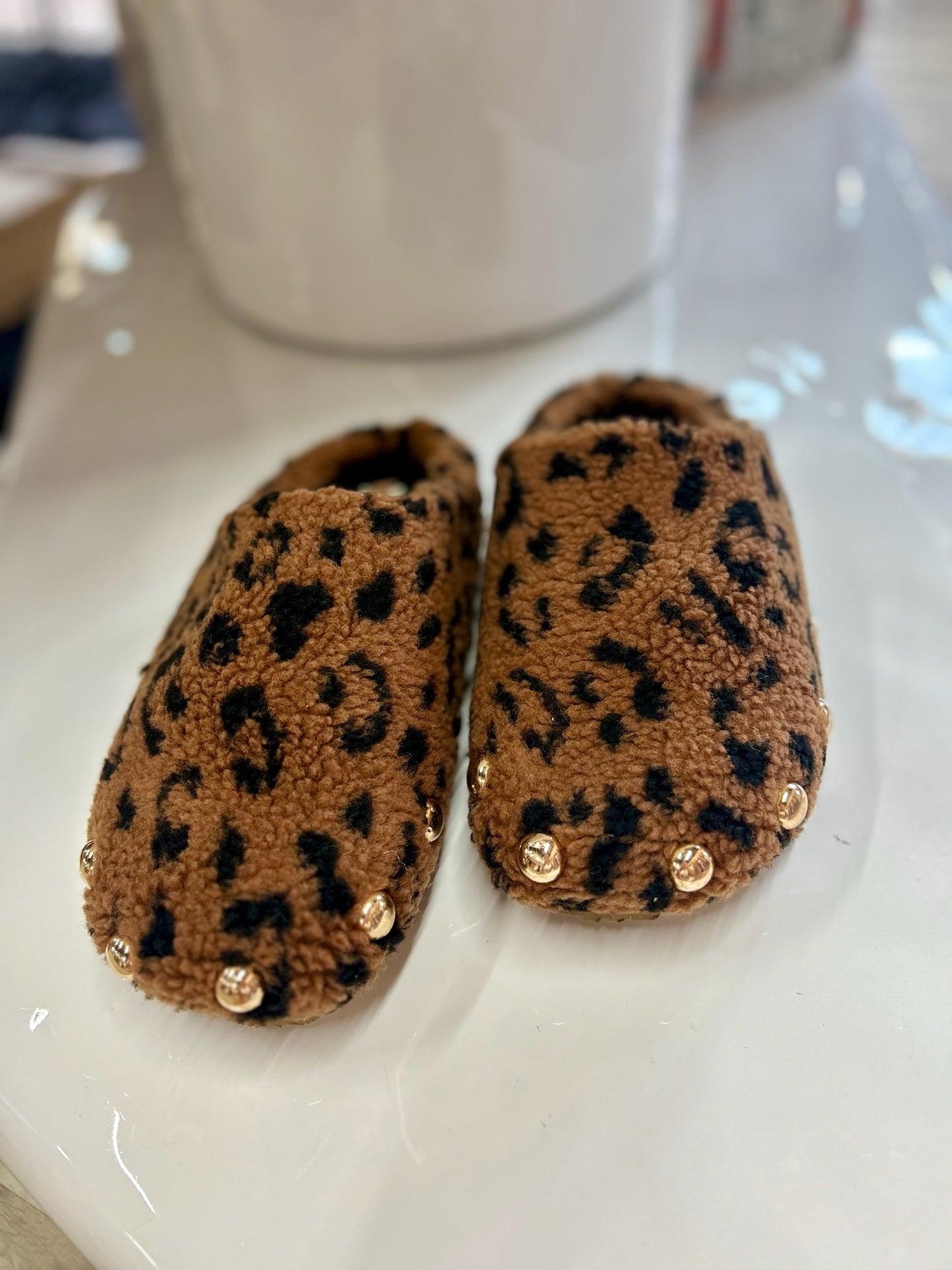 Leopard Studded Slippers