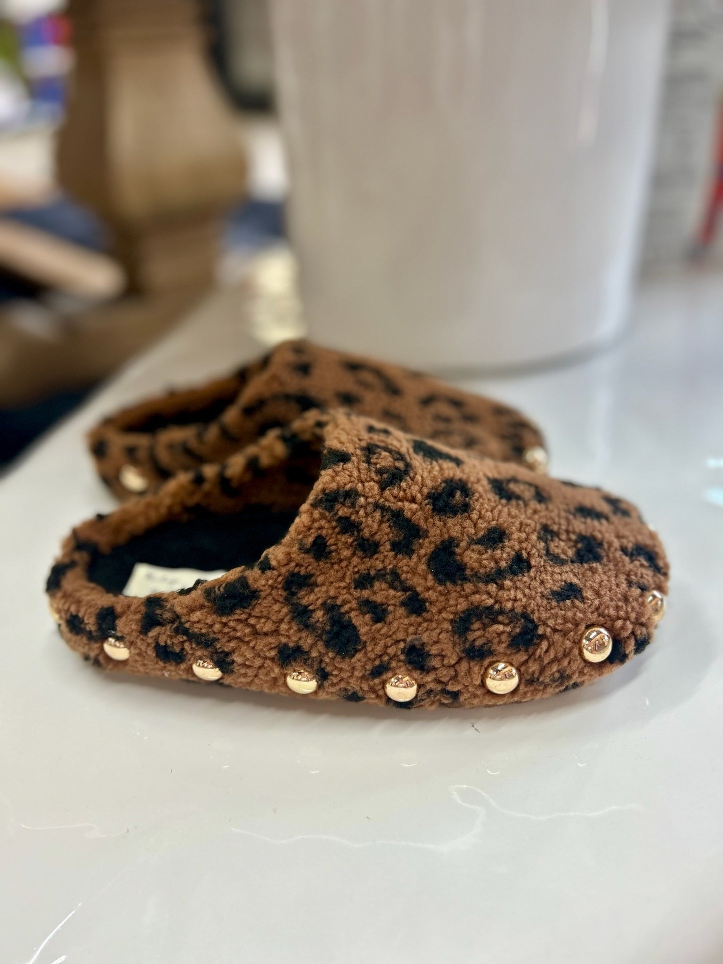 Leopard Studded Slippers