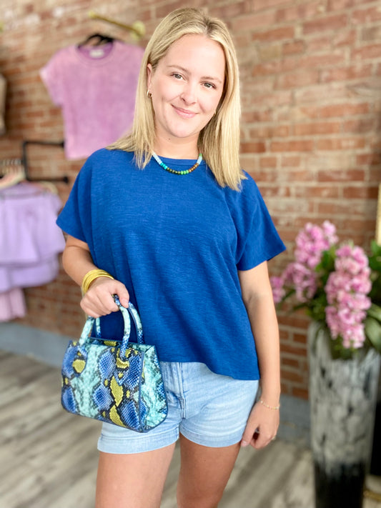 Navy Days Cropped Tee